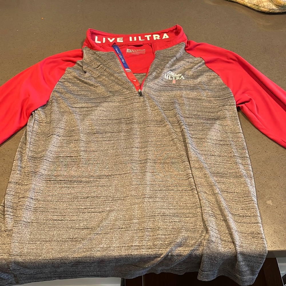 Michelob ultra long sleeve quarter zip “live ultra on neck”